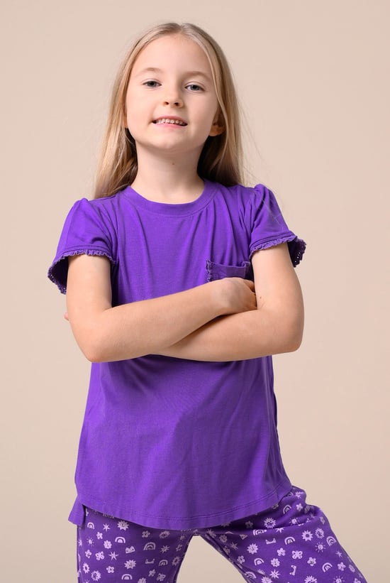 Girls Daisy Pocket Tee With Lace (2/3yrs-8/9yrs)