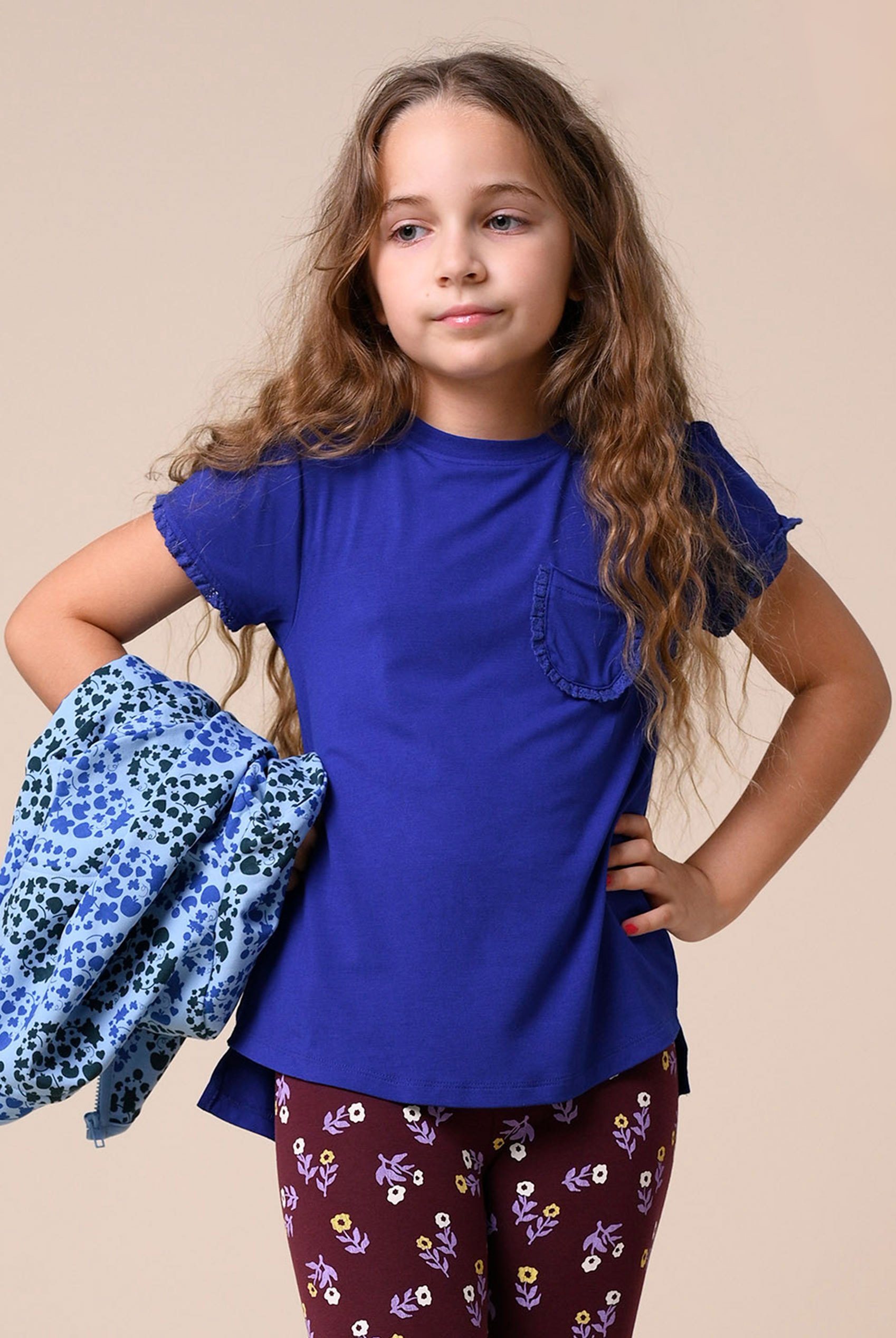 Girls Daisy Pocket Tee With Lace (2/3yrs-8/9yrs)