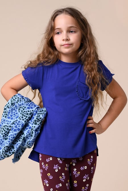 Girls Cream Daisy Pocket Tee With Lace (2/3yrs-8/9yrs)
