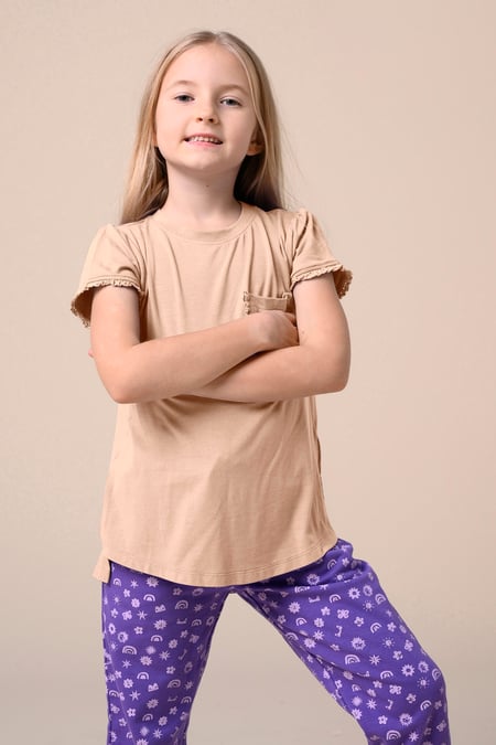 Girls Cream Daisy Pocket Tee With Lace (2/3yrs-8/9yrs)