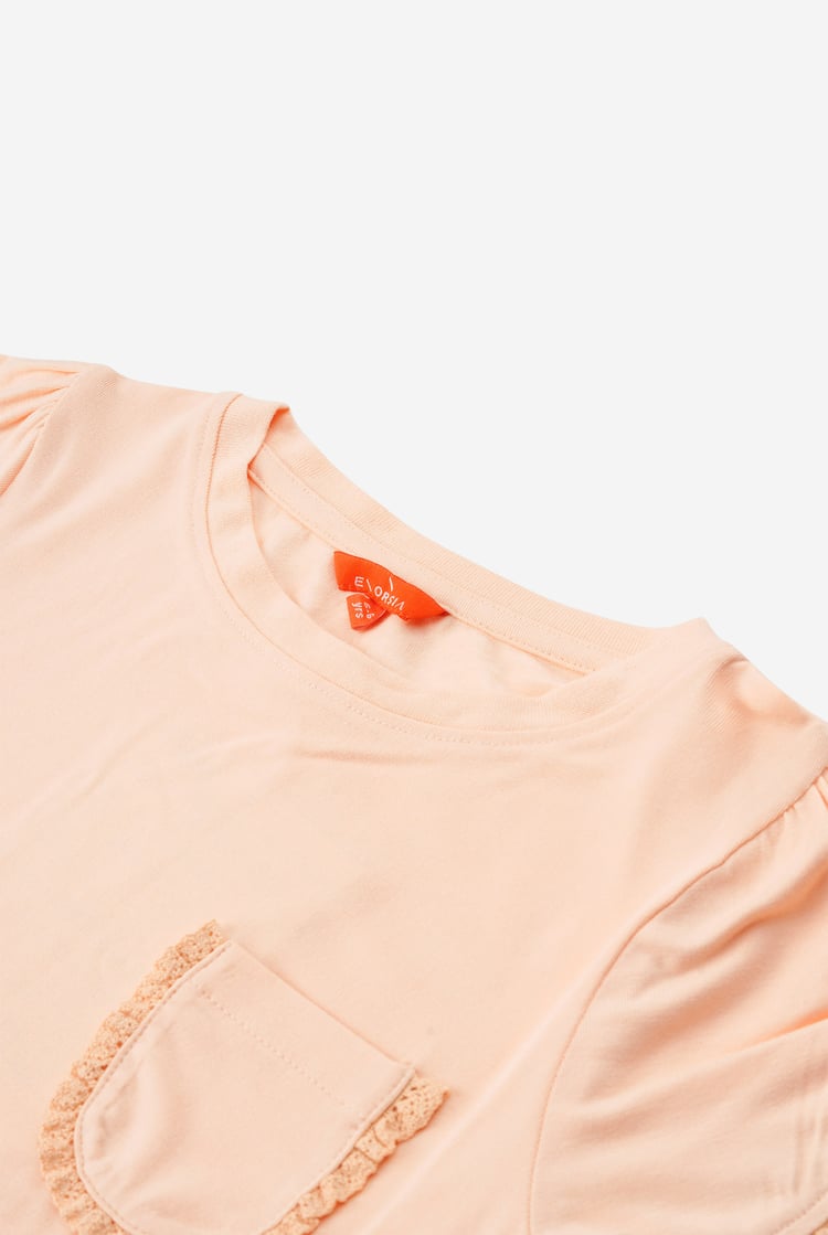 Girls Daisy Pocket Tee With Lace (2/3yrs-8/9yrs)