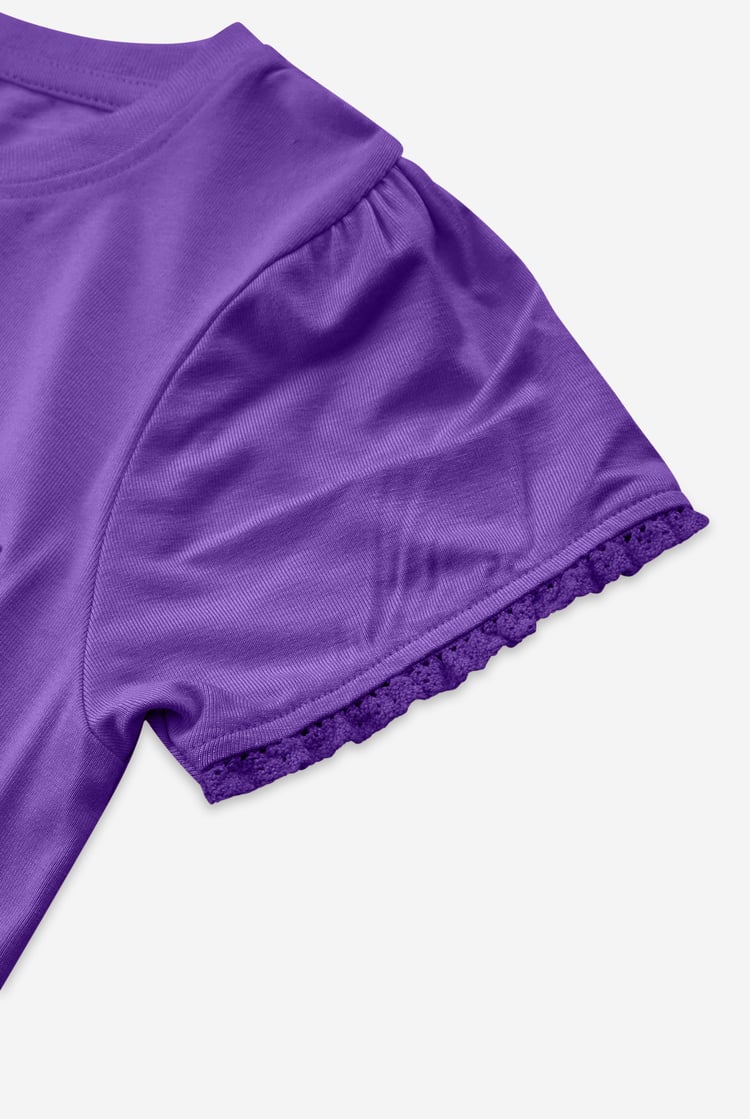 Girls Daisy Pocket Tee With Lace (2/3yrs-8/9yrs)