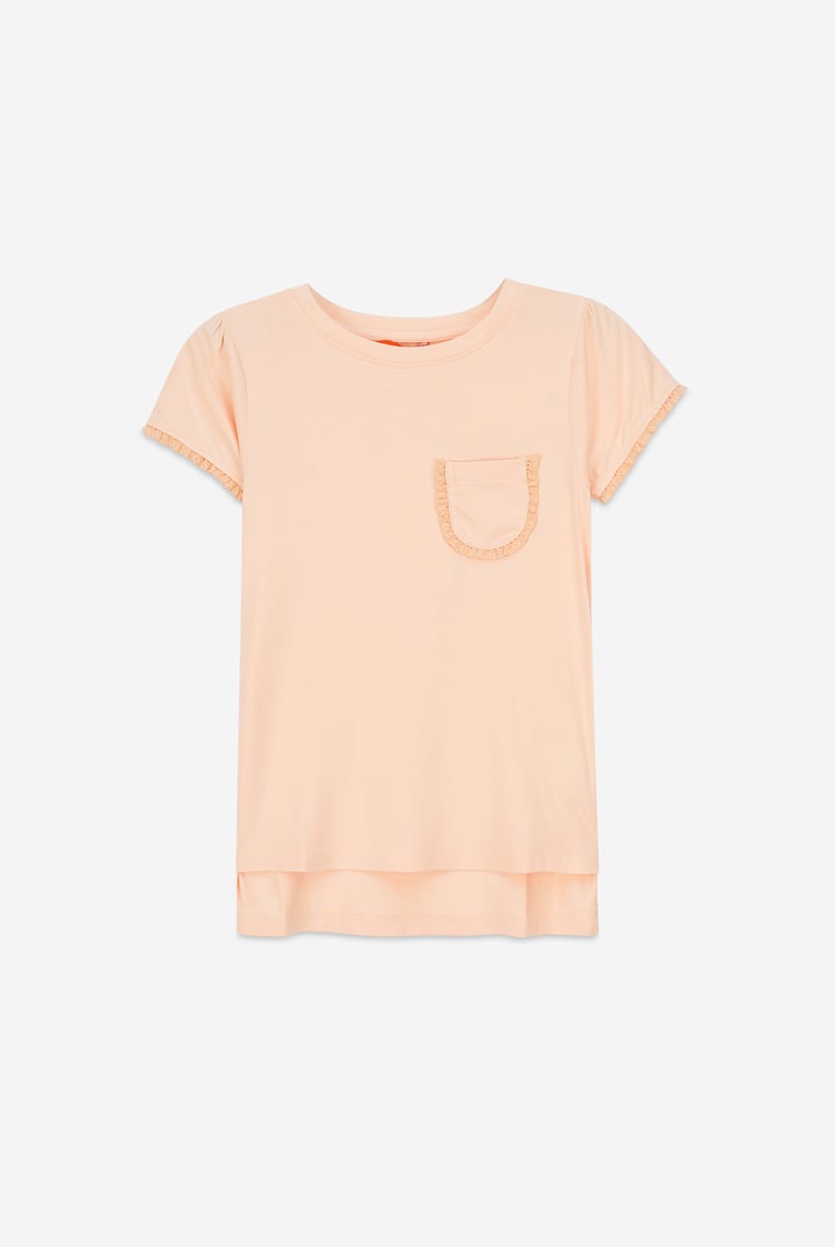 Girls Daisy Pocket Tee With Lace (2/3yrs-8/9yrs)