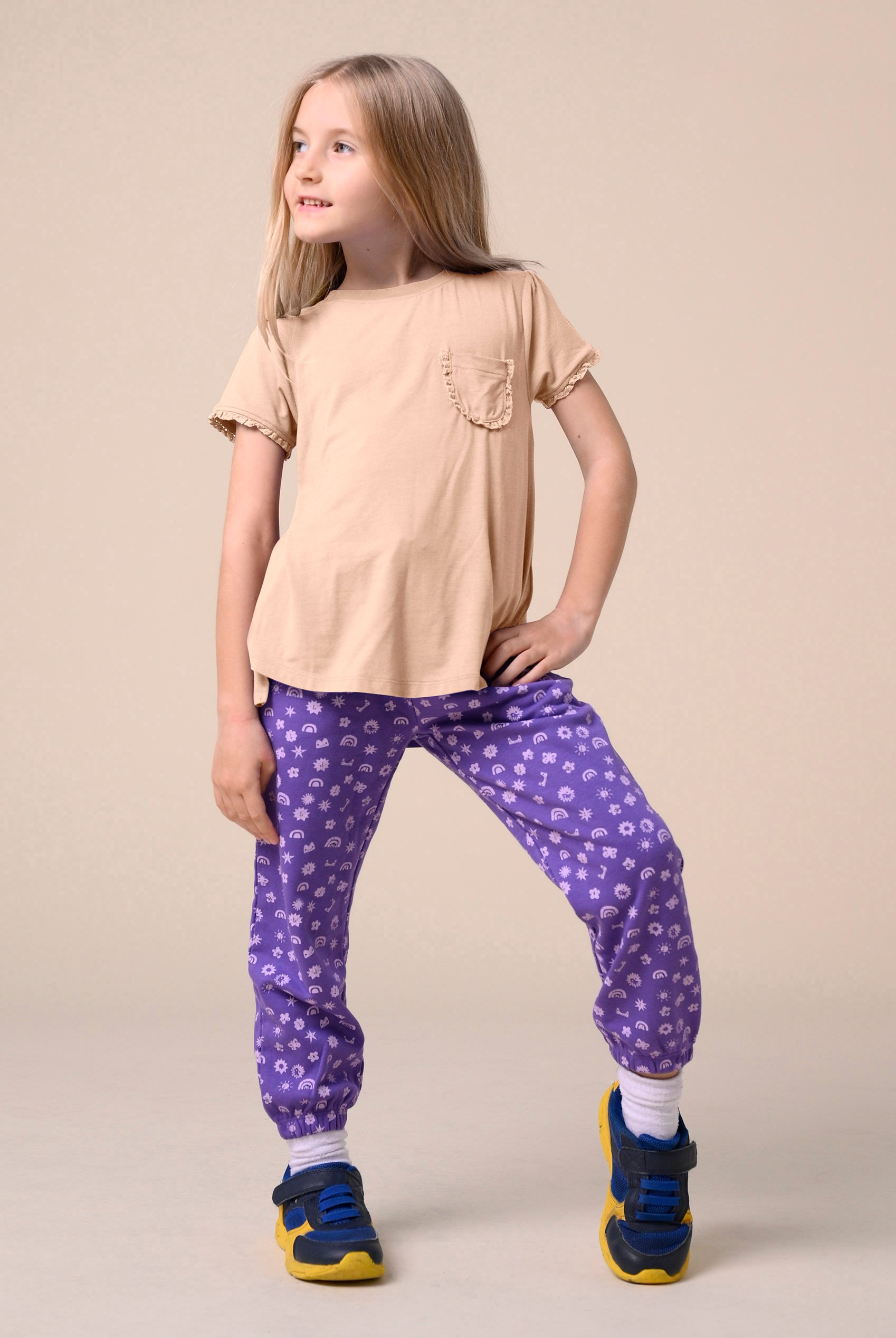 Girls Daisy Pocket Tee With Lace (2/3yrs-8/9yrs)