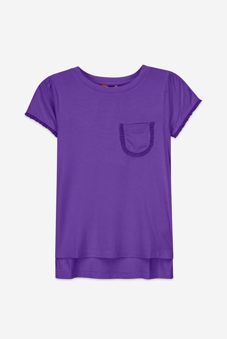 Girls Daisy Pocket Tee With Lace (2/3yrs-8/9yrs)