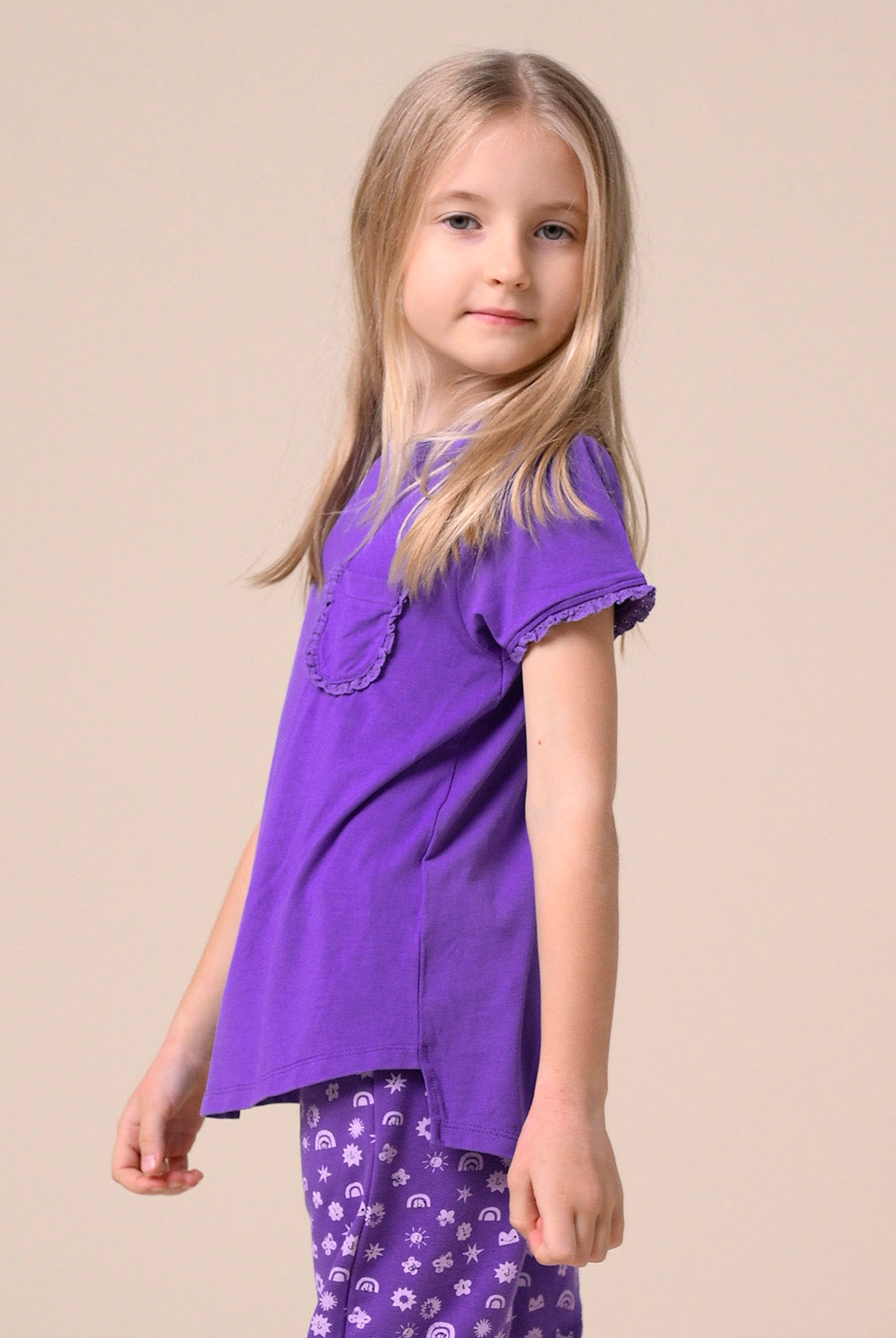 Girls Daisy Pocket Tee With Lace (2/3yrs-8/9yrs)