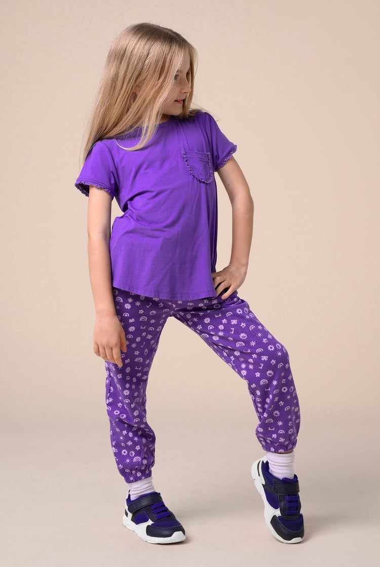 Girls Daisy Pocket Tee With Lace (2/3yrs-8/9yrs)