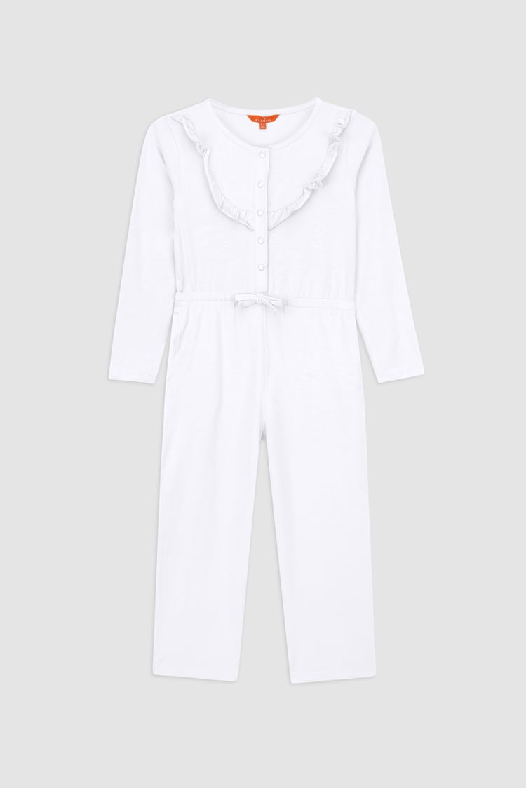 Frill Detail Button Through Jumpsuit (2yrs-9yrs)