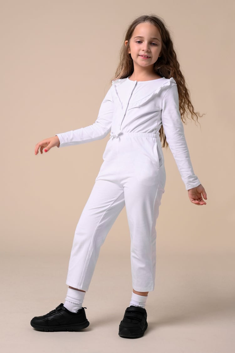 Frill Detail Button Through Jumpsuit (2yrs-9yrs)