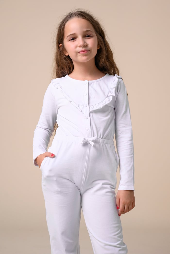 Frill Detail Button Through Jumpsuit (2yrs-9yrs)