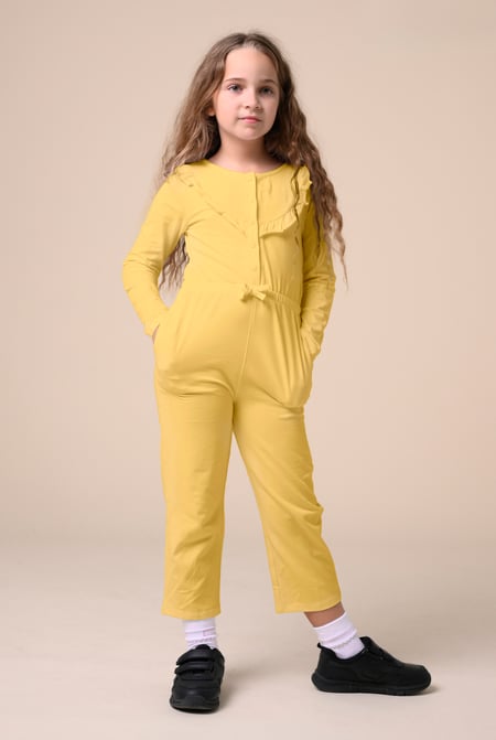 White Frill Detail Button Through Jumpsuit (2yrs-9yrs)