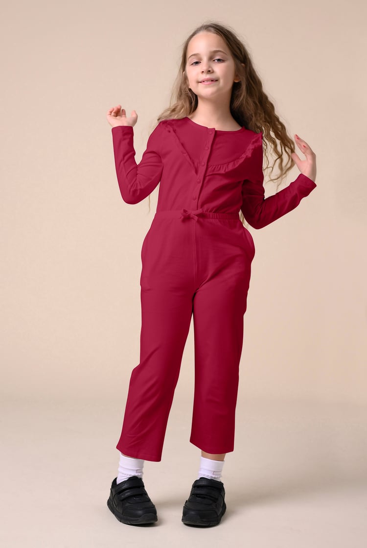 Frill Detail Button Through Jumpsuit (2yrs-9yrs)