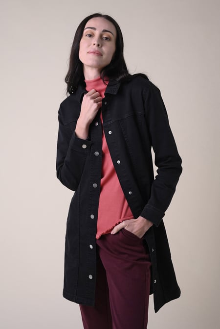 Womens Black Black Slim Longline Jacket