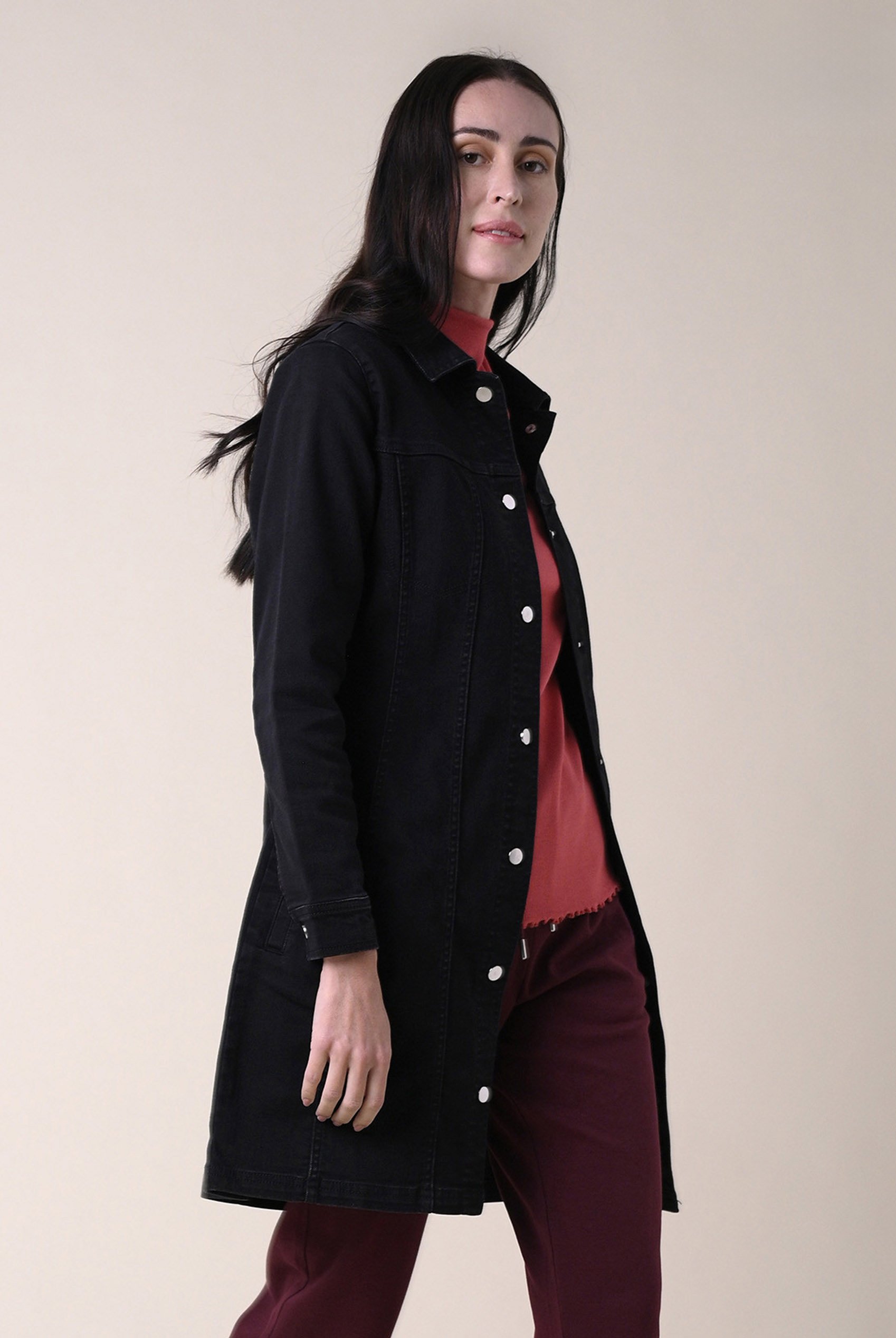 Womens Black Slim Longline Jacket