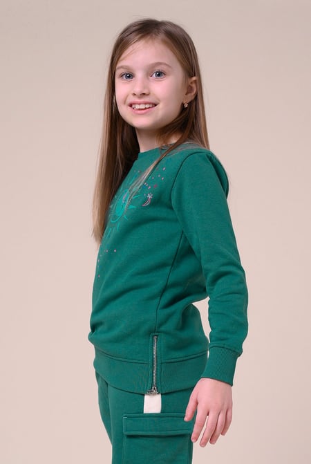 Green Sun With Star Print Sweatshirt  (2yrs-9yrs)