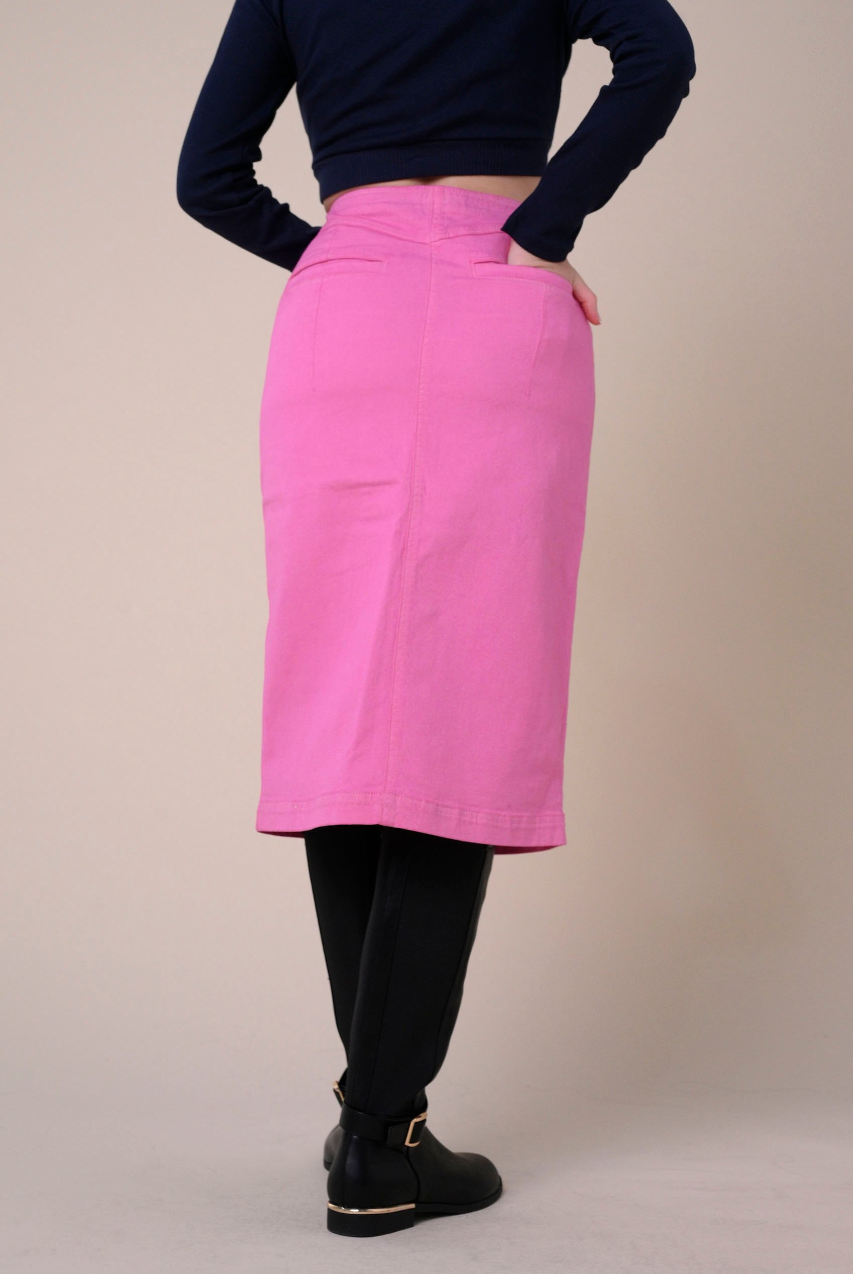 Coloured Denim Midi Skirt