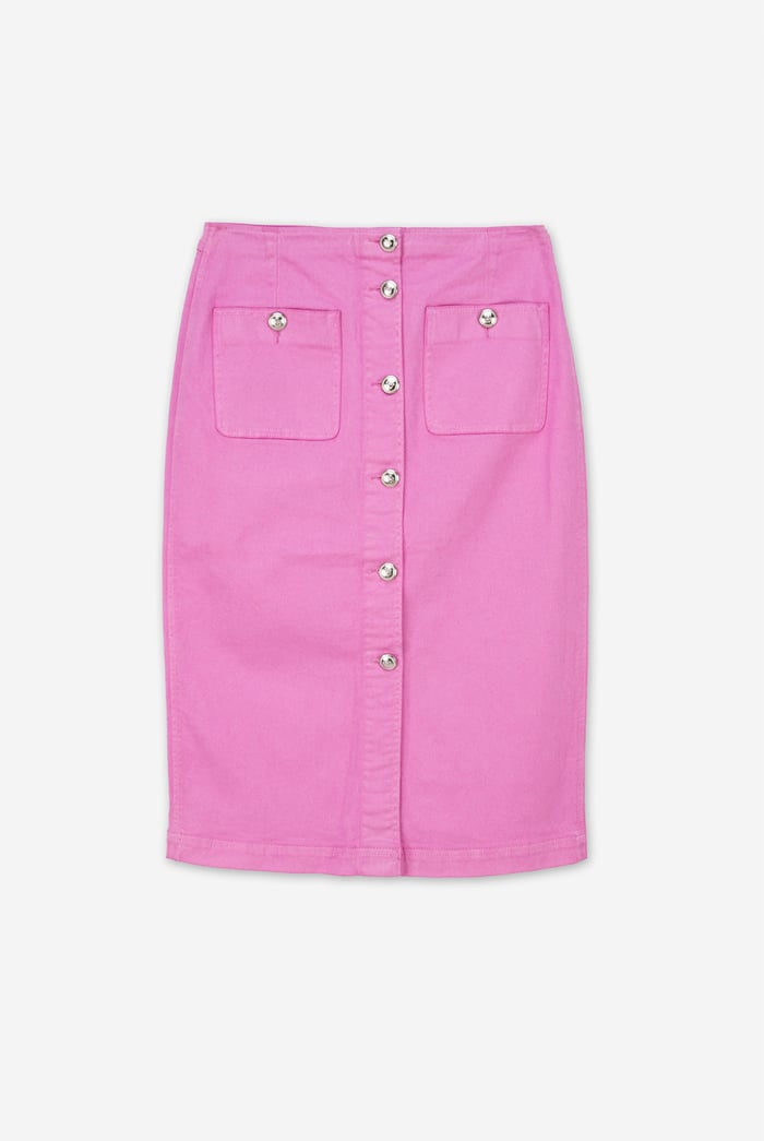 Coloured Denim Midi Skirt