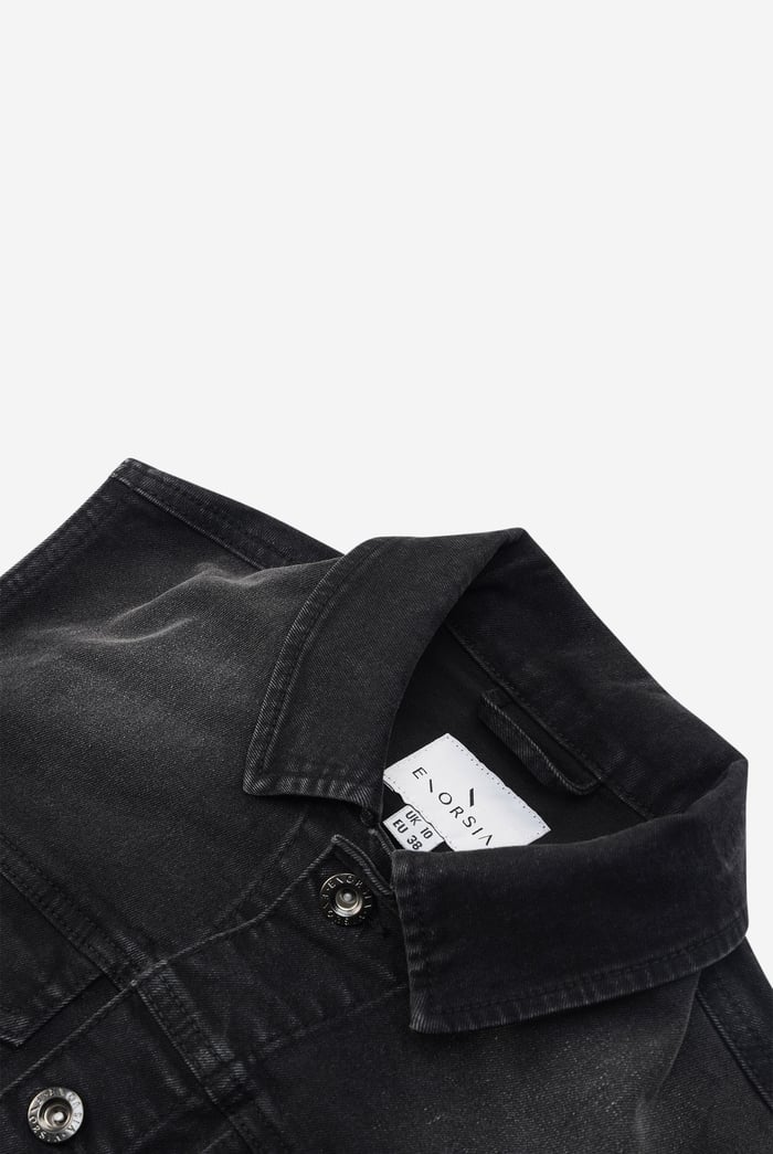 Womens Black Classic Denim Jacket