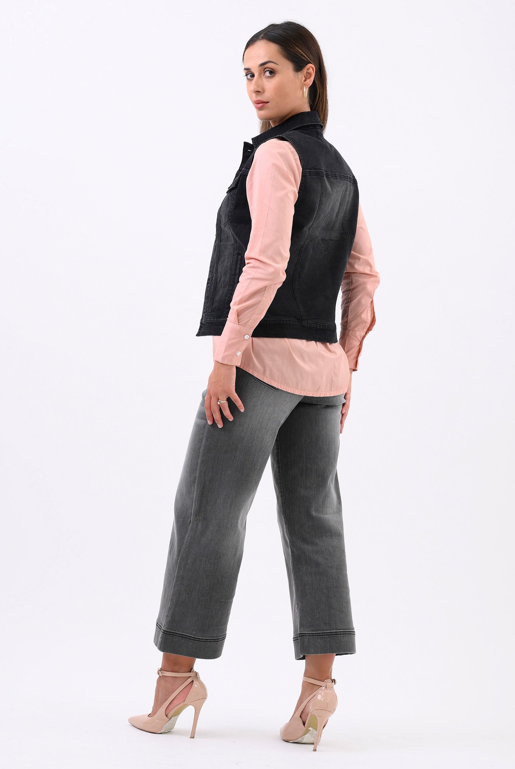 Womens Black Classic Denim Jacket