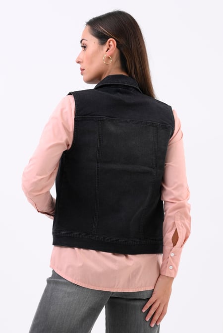 Womens Black Black Classic Denim Jacket