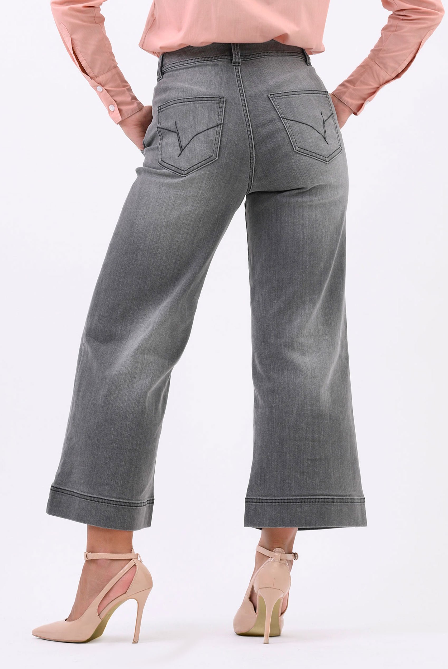 Womens Wide Leg Grey Culottes