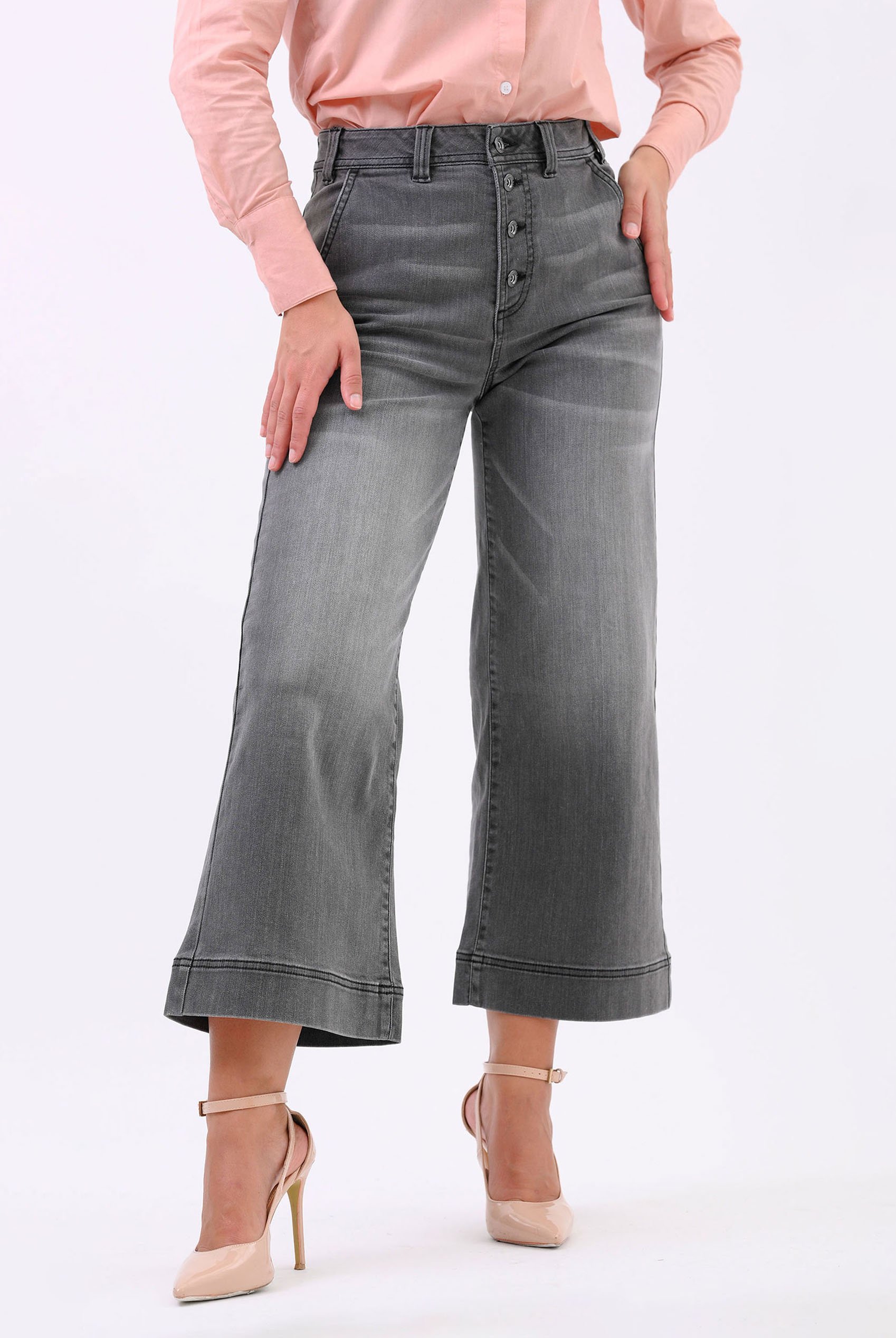 Womens Wide Leg Grey Culottes