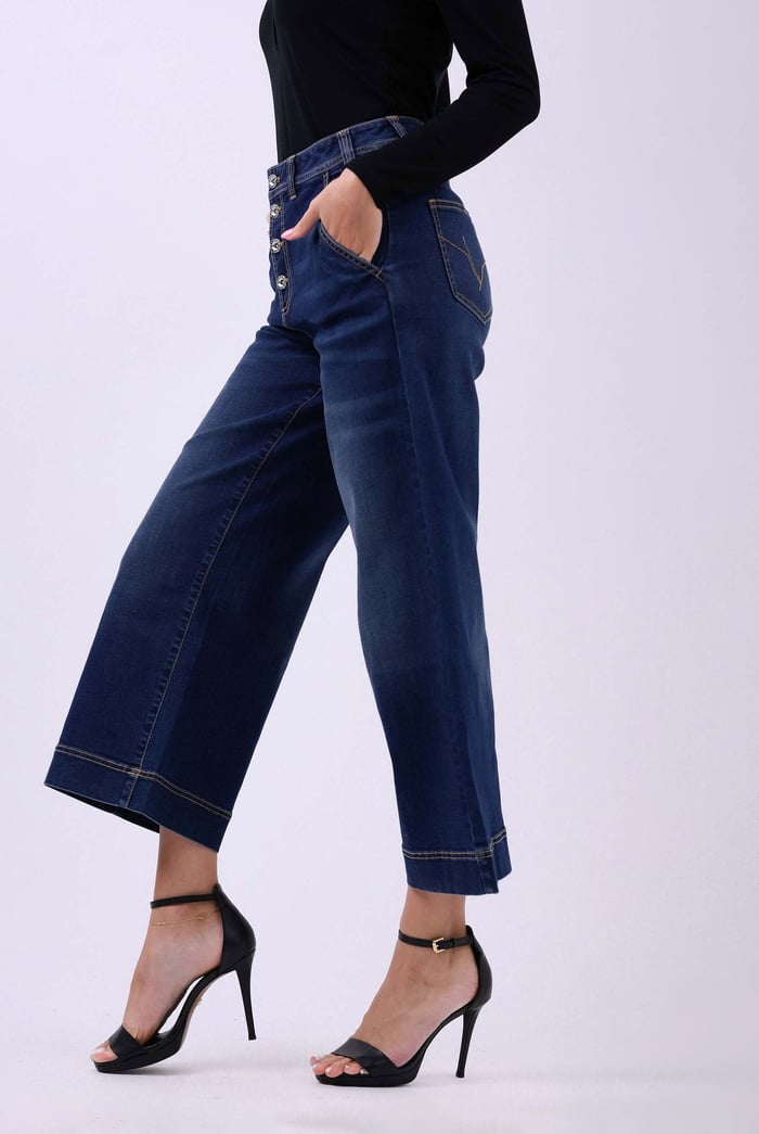 Womens High Waist Denim Culottes
