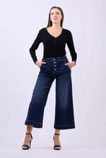 Womens High Waist Denim Culottes