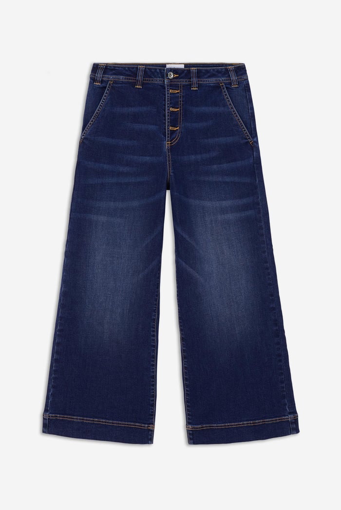 Womens High Waist Denim Culottes