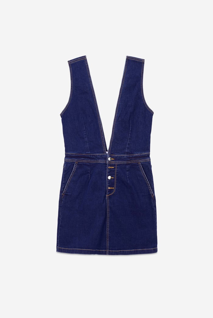 Womens Plunge V-Neck Denim Mini Dress