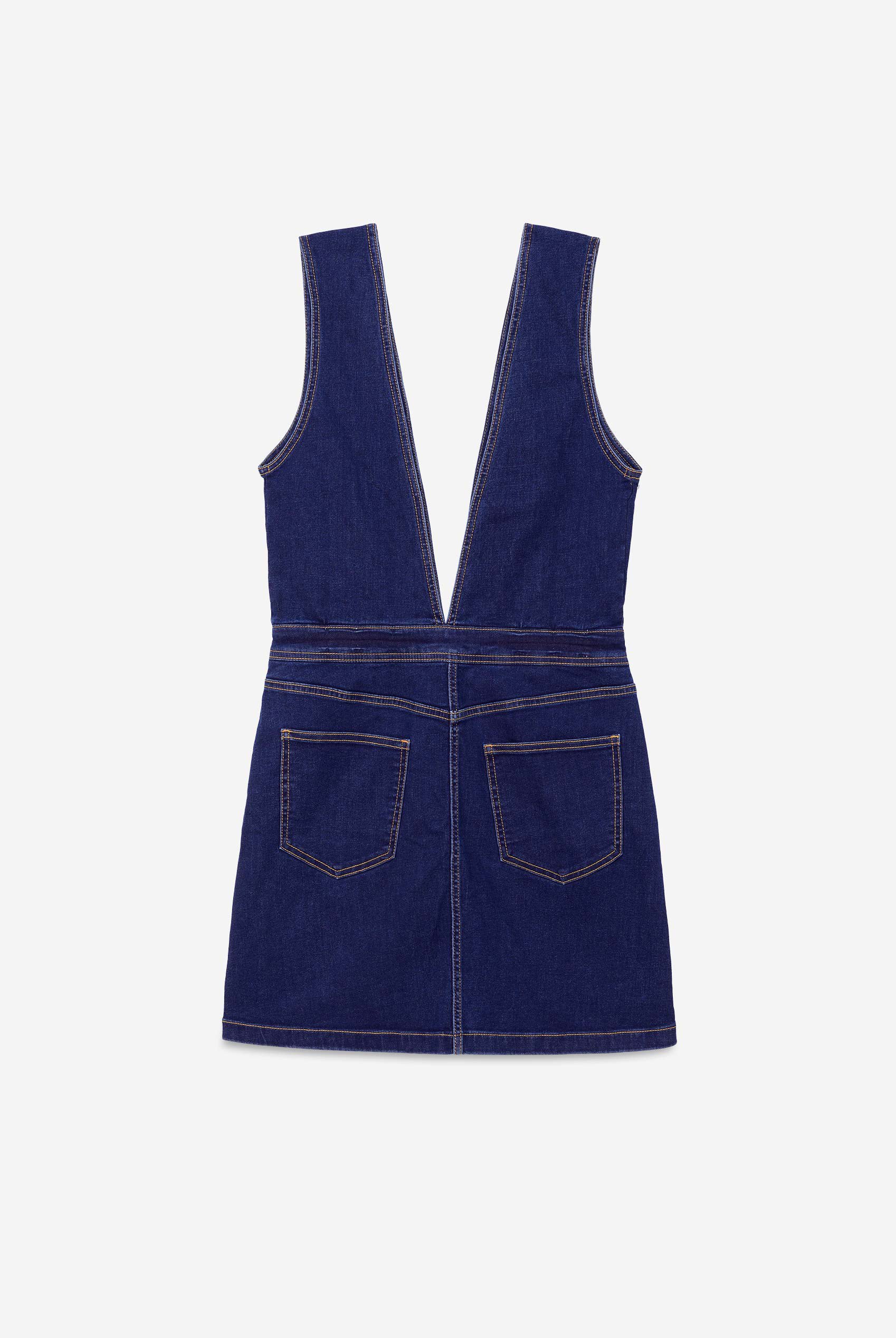 Womens Plunge V-Neck Denim Mini Dress