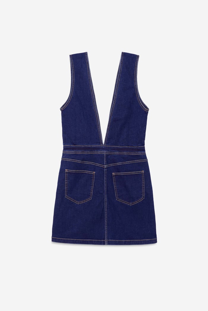 Womens Plunge V-Neck Denim Mini Dress