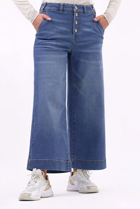 Womens Deep Blue High Waist Denim Culottes
