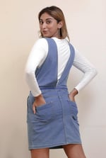 Womens Plunge V-Neck Denim Mini Dress