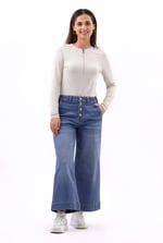 Womens High Waist Denim Culottes
