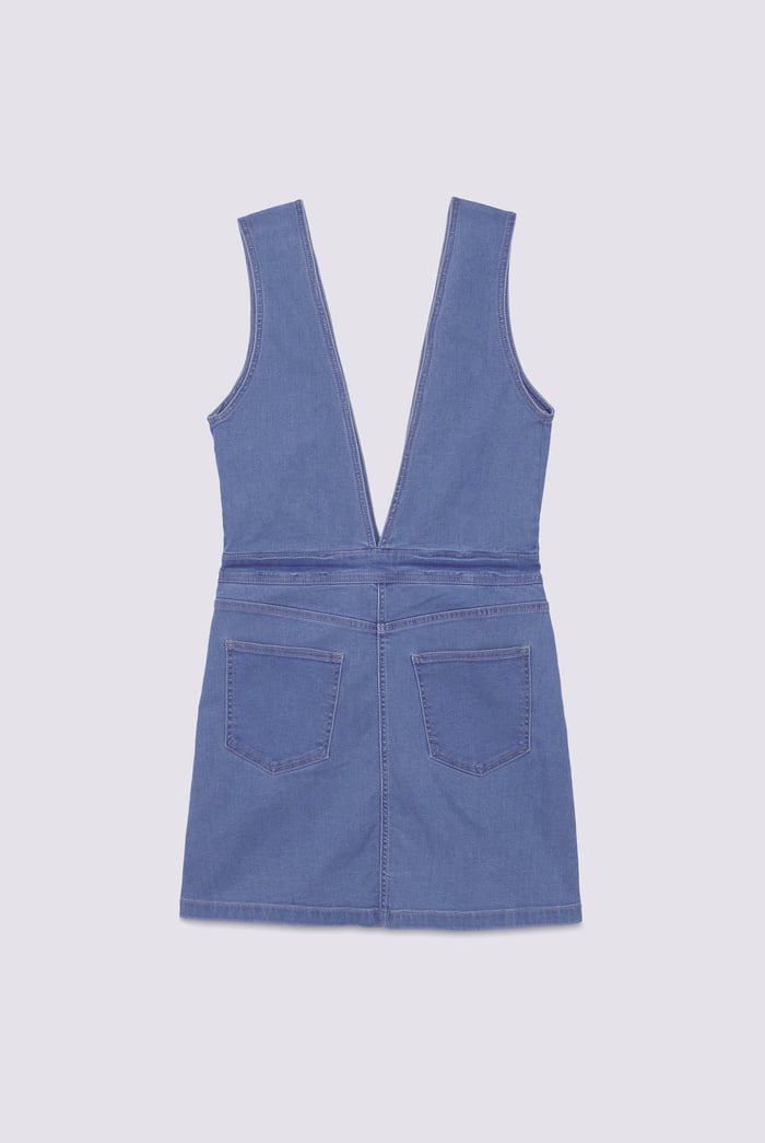 Womens Plunge V-Neck Denim Mini Dress