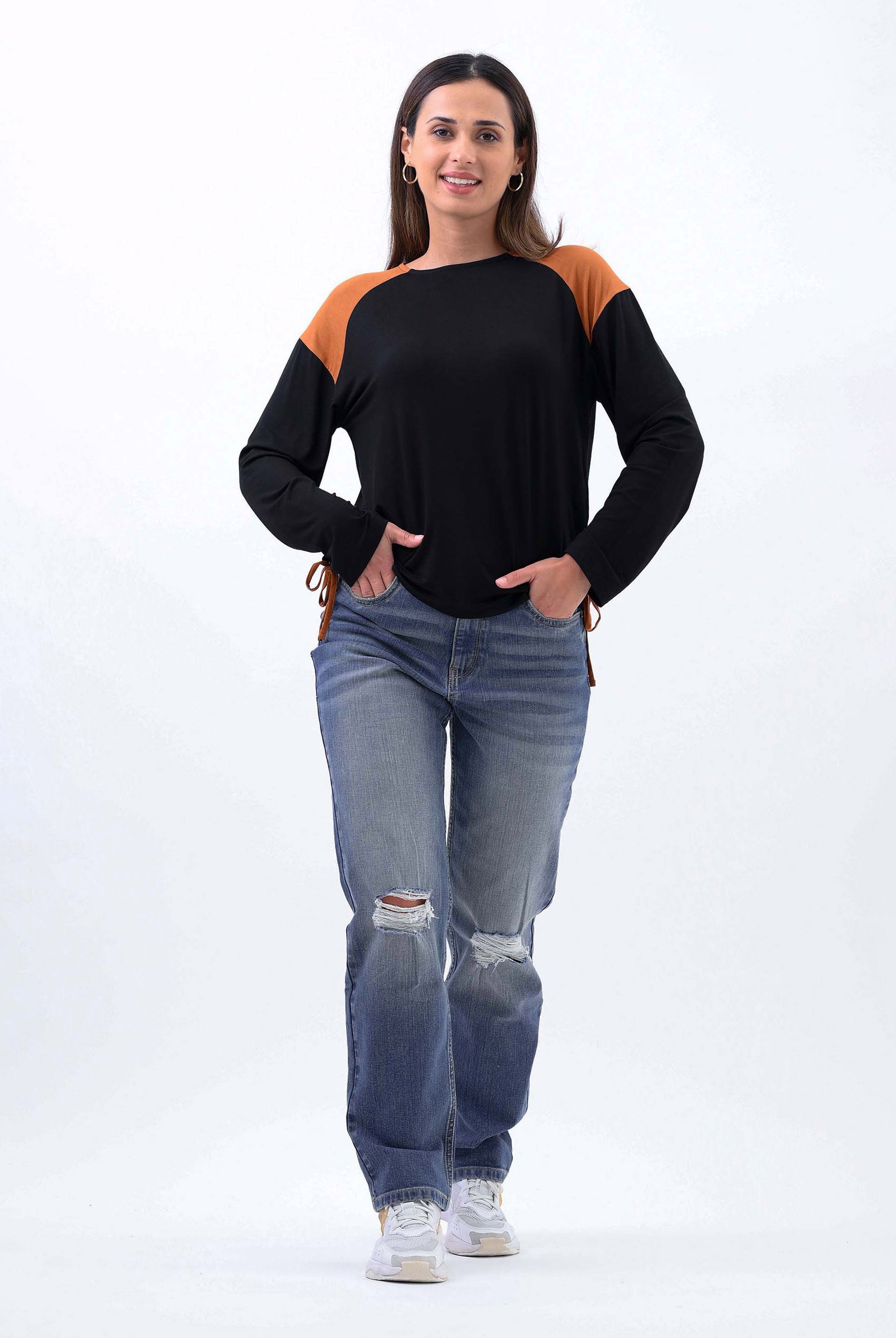 Womens Straight Fit Ripped Jeans