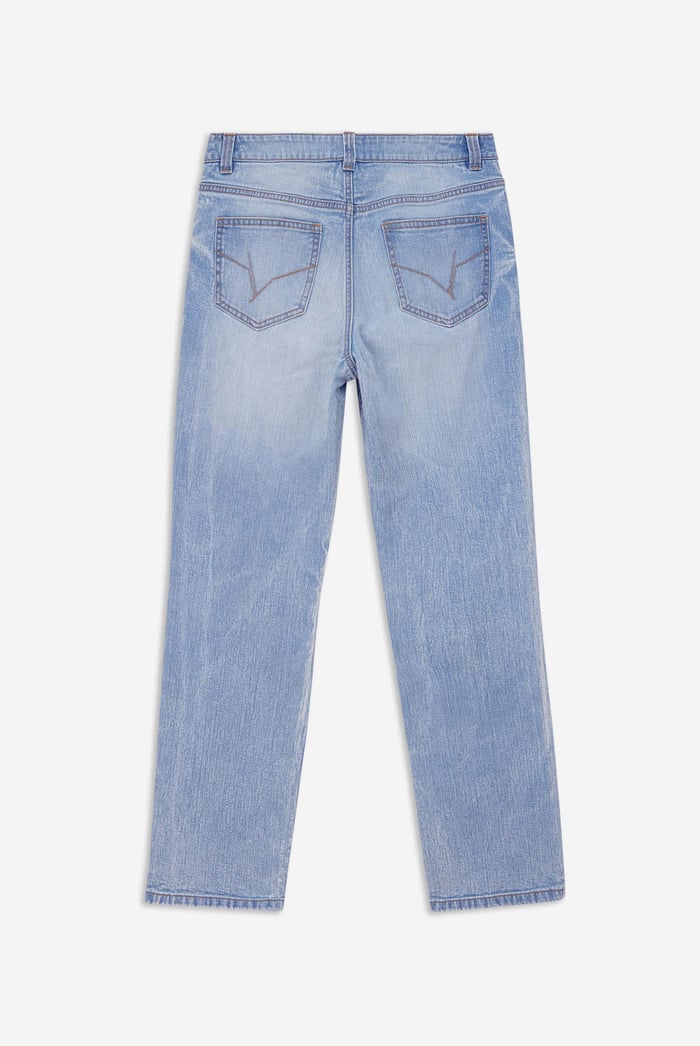 Womens Straight Fit Ripped Jeans
