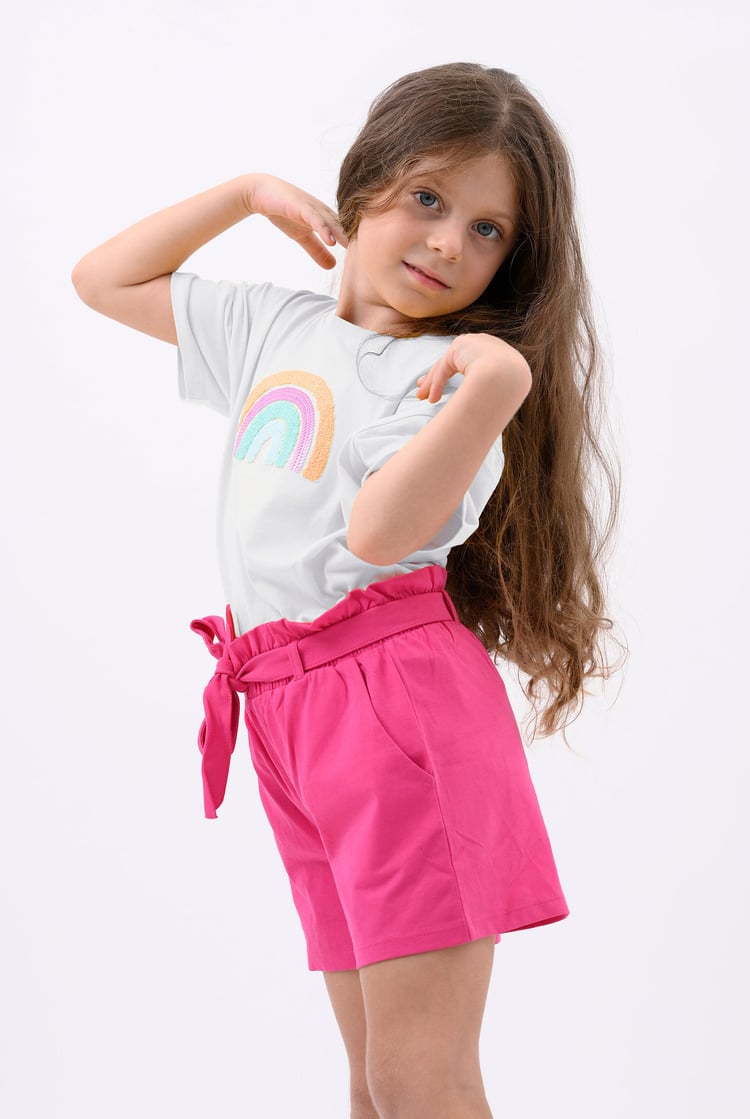 Girls Rainbow Embroidered T-Shirt