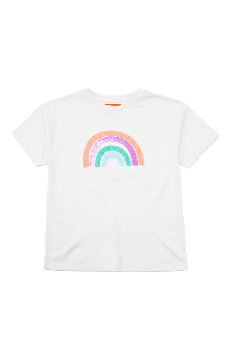 Girls Rainbow Embroidered T-Shirt