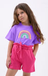 Girls Rainbow Embroidered T-Shirt