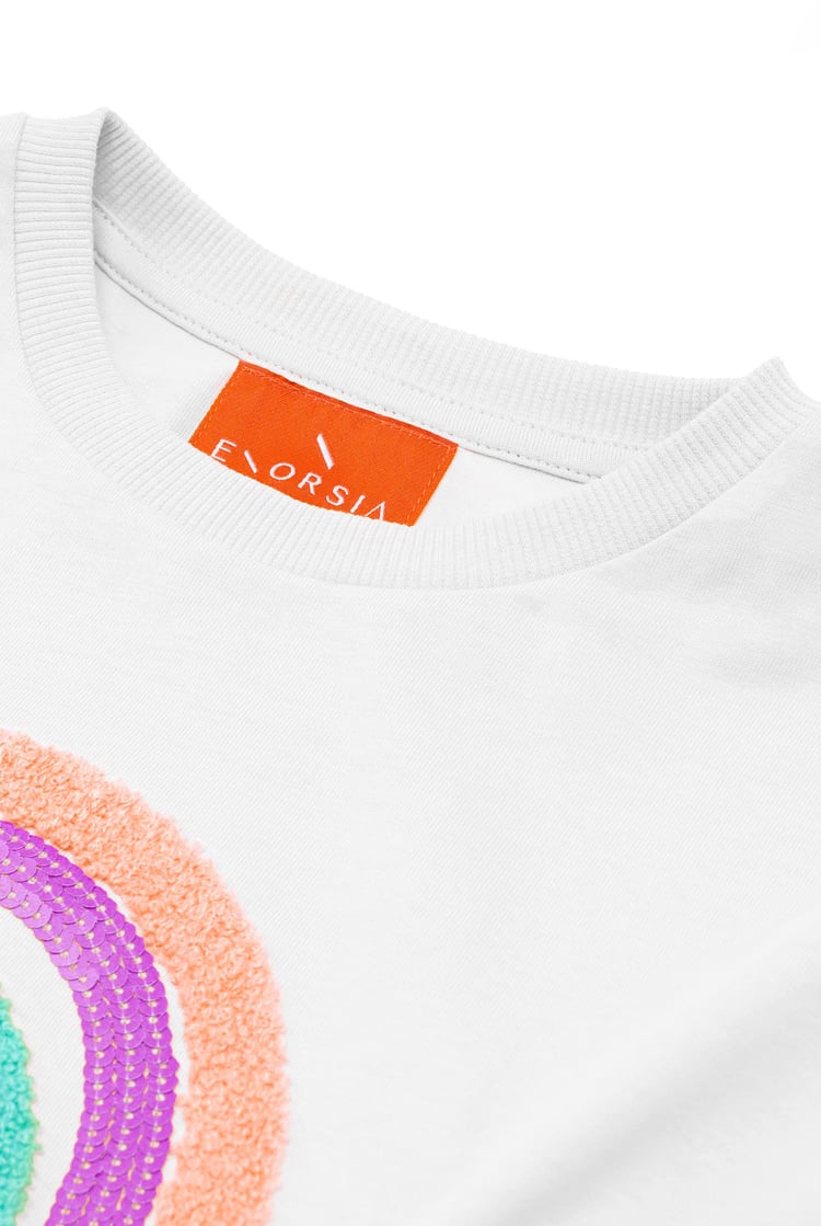 Girls Rainbow Embroidered T-Shirt