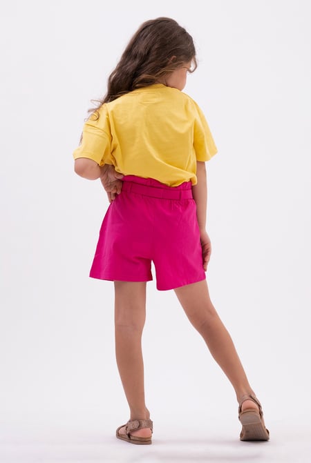 Girls Yellow Rainbow Embroidered T-Shirt