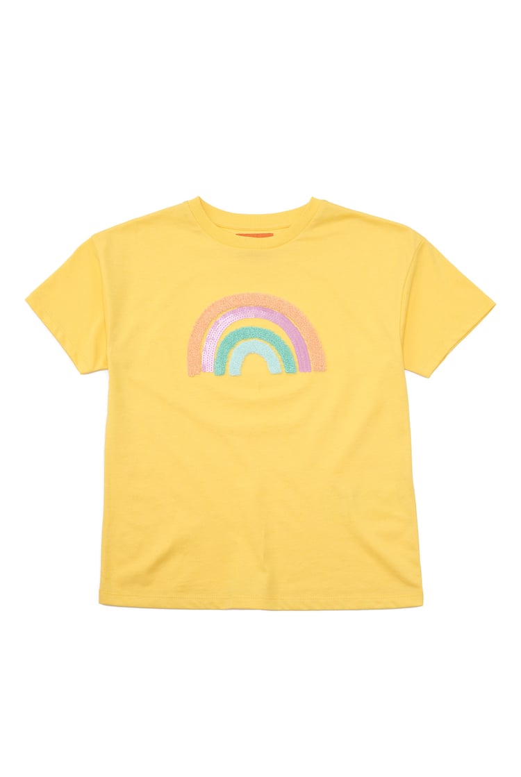 Girls Rainbow Embroidered T-Shirt
