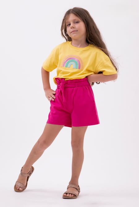 Girls White Rainbow Embroidered T-Shirt