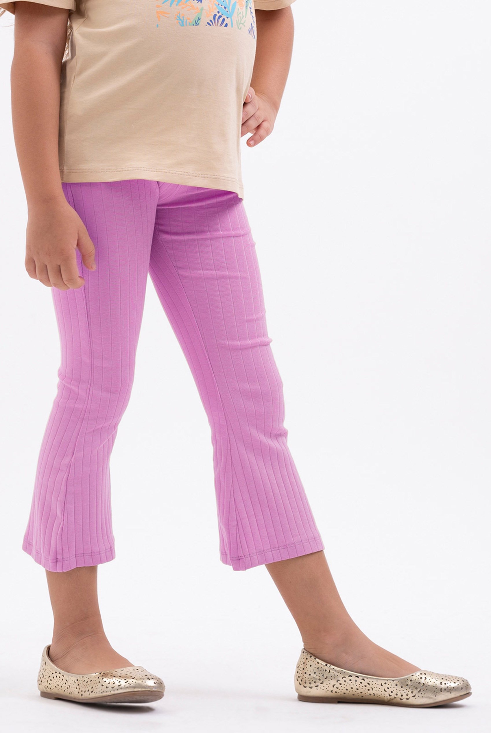 Girls Texture Ribbed Flared Leggings