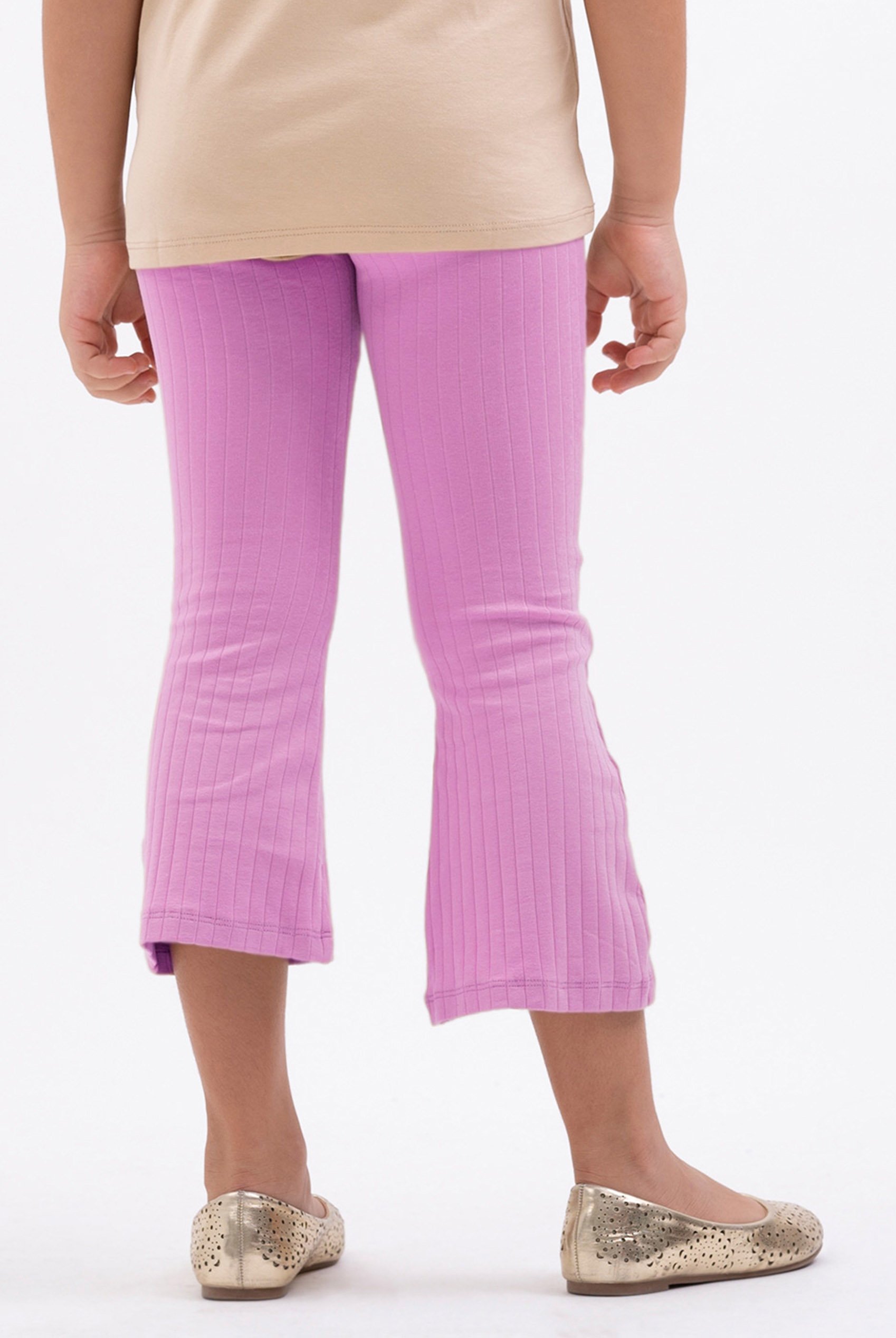 Girls Texture Ribbed Flared Leggings