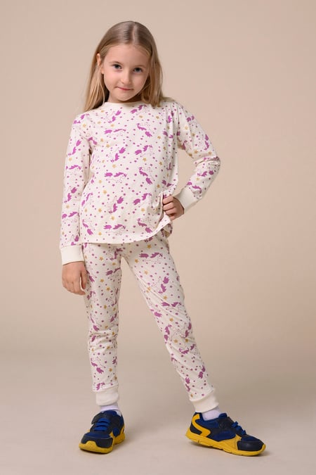 Girls White Unicorn Print Pyjama Set (2/3yrs-7/8yrs)