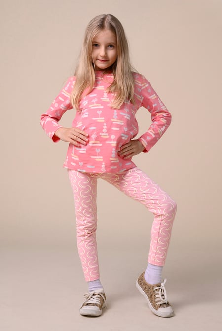 Girls Pink Geo Print Leggings (12/18mths-6/7yrs)