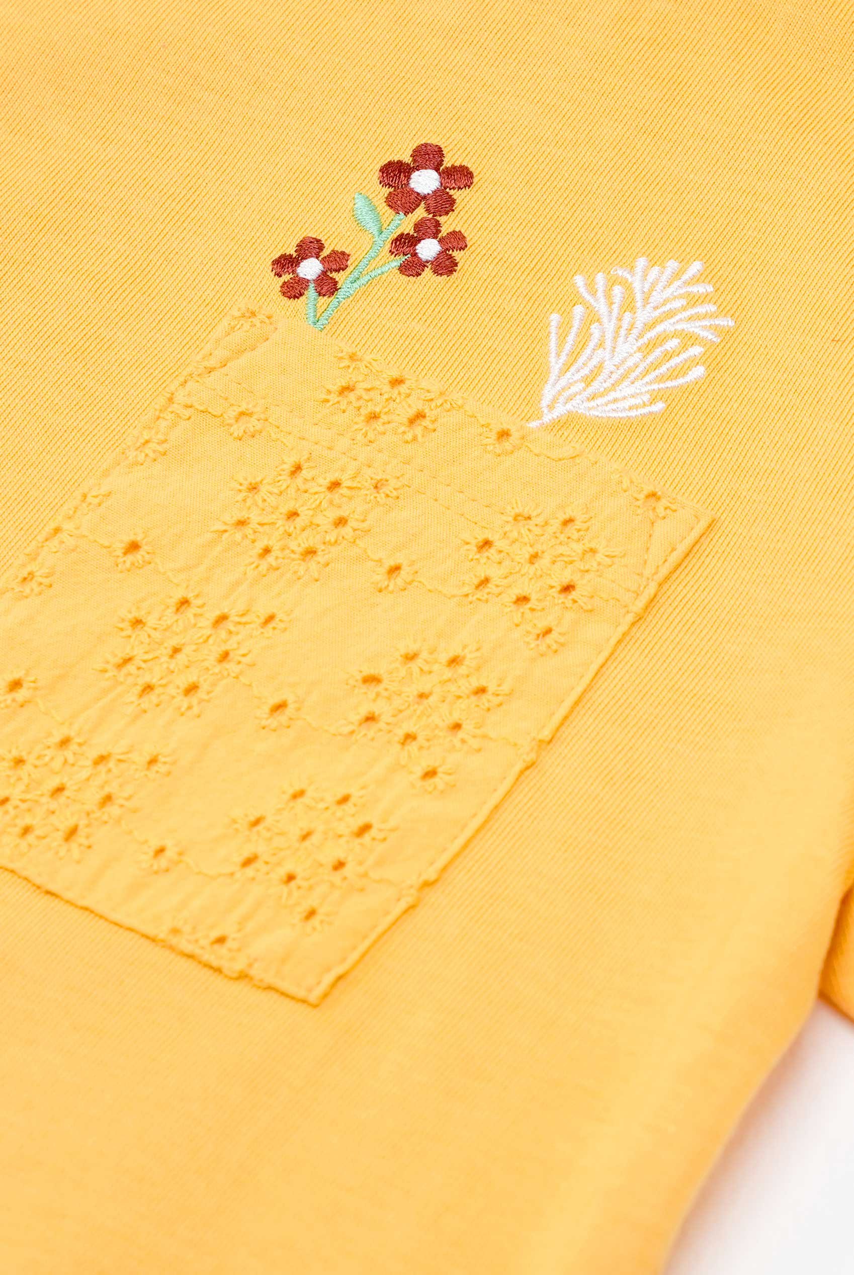 Girls Broderie Pocket With Embroidery T-Shirt
